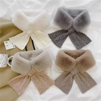 Женский осенне-зимний утолщенный искусственный мех кролика выдры теплый вязаный плюшевый воротник воротник с перекрещивающимся мехом «рыбий хвост»