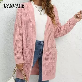 Женский осенне-зимний вязаный кардиган однотонный кардиган длинный шаль трикотаж S белый