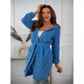 Женский осенне-зимний вязаный повседневный кардиган с длинным рукавом S хаки