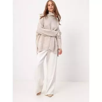 Женский осенне-зимний вязаный свитер с высоким воротом свободного покроя S розовый