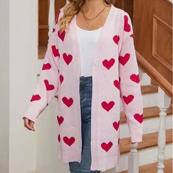 Женский осенне-зимний вязаный свободный повседневный свитер средней длины S чёрный