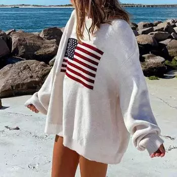 Женский осенне-зимний вязаный жаккардовый свитер с круглым вырезом и перекрестными цветами S светло-серый