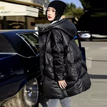 Женский осенне-зимний высококачественный пуховик, свободный и утолщенный пуховик большого размера из белого утиного пуха M белый