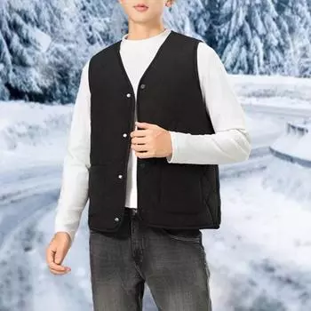 Женский осенне-зимний жилет без рукавов с v-образным вырезом, однобортный, толстый, теплый, однотонный, повседневный, ветрозащитный, мягкий женский жилет, пальто 3XL бежевый