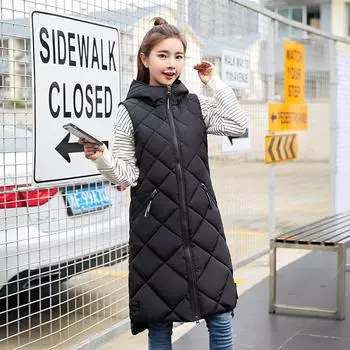 Женский осенне-зимний жилет миди, теплая верхняя одежда, пальто, куртка-пуховик большого размера, парки с хлопковой подкладкой M коричневый
