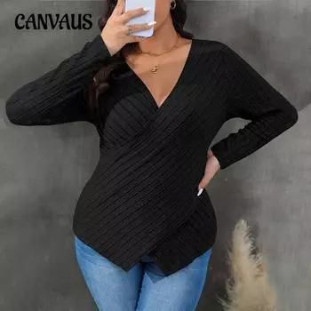 Женский осенний элегантный облегающий образ Every Commuter с топом с длинными рукавами 1XL чёрный