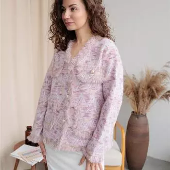 Женский осенний кардиган толстой вязки, свитера, повседневные зимние кардиганы с открытым передом на пуговицах, пальто, верхняя одежда, женские свитера с V-образным вырезом, куртки с карманами one size fits all розовый