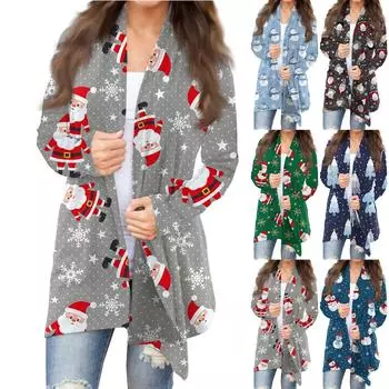 Женский осенний кардиган, женский кардиган с длинным рукавом и принтом спереди, легкая модная повседневная куртка XL зелёный