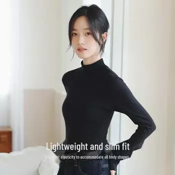 Женский осенний комплект термобелья из хлопка: Топ со средней горловиной и узкие брюки XL