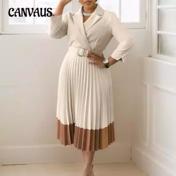 Женский осенний модный костюм с воротником, модное элегантное плиссированное платье S жёлтый