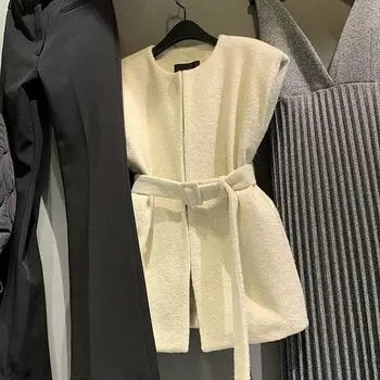 Женский осенний нежный винтажный жилет средней длины свободного покроя 2XL чёрный