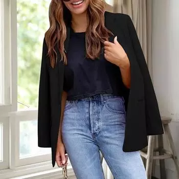 Женский осенний пиджак в деловом стиле OL, офисное пальто, сплошной цвет, на одной пуговице, с длинным рукавом, приталенный, против морщин, с лацканами, женский костюм, пальто