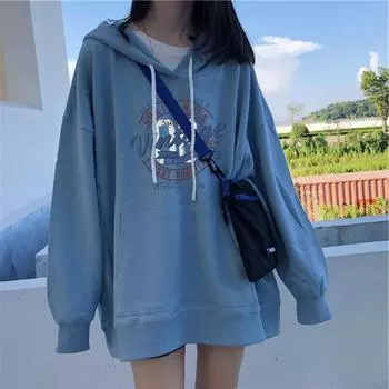 Женский осенний пуловер с длинным рукавом и принтом букв, толстовки с капюшоном для женщин, свободный тонкий свитер с капюшоном для студентов M розовый