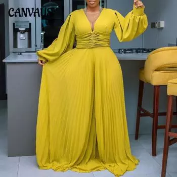 Женский осенний сетчатый комбинезон с бисером, модный, повседневный, свободный, с широкими штанинами S лимонно-желтый