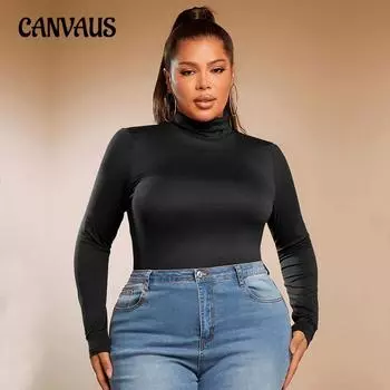 Женский осенний сексуальный простой новый тонкий тонкий высокий воротник внутри топа 1XL чёрный