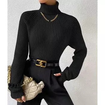 Женский осенний свитер с высоким воротом, вязаный мягкий свитер, джемпер, базовый мягкий свитер для женщин, осень-зима S белый