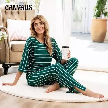 Женский осенний свободный полосатый повседневный костюм больших размеров с рукавами три четверти и брюками S серый