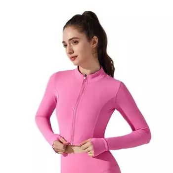 Женский осенний топ для фитнеса с длинным рукавом на молнии для занятий йогой S темный кофе