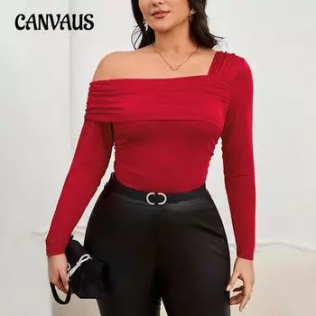 Женский осенний уникальный дизайн, эмоциональный короткий красный топ с открытыми плечами 1XL красный