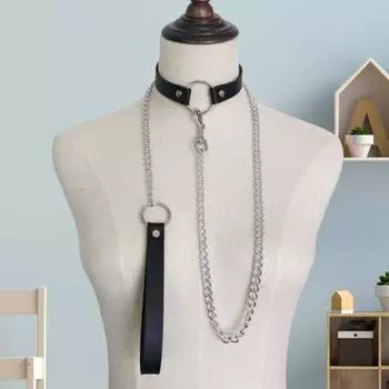 Женский ошейник из искусственной кожи, поводок, цепочка, декор, регулируемое эротическое ожерелье для любовника, косплей, ночной клуб, вечеринка, чокер, индивидуальное украшение на шею