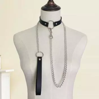 Женский ошейник из искусственной кожи, поводок, цепочка, декор, регулируемое эротическое ожерелье для любовника, косплей, ночной клуб, вечеринка, чокер, индивидуальное украшение на шею