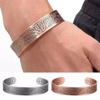 Женский открытый браслет, регулируемый браслет-манжета, браслет из цинкового сплава, уменьшает усталость, мышечное напряжение, облегчение боли в суставах, релаксация, женский браслет кофейный/бронзовый