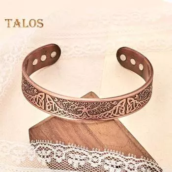 Женский открытый браслет, регулируемый браслет-манжета, браслет из цинкового сплава, уменьшает усталость, мышечное напряжение, облегчение боли в суставах, релаксация, женский браслет бронзовый/кофейный