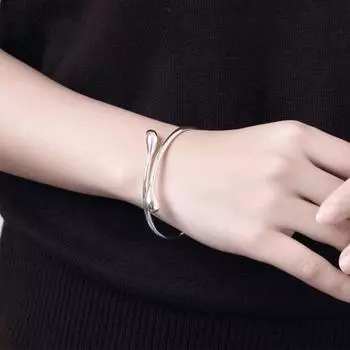 Женский открытый браслет, регулируемый, полированный, простой стиль, форма капли воды, свадьба, ежедневное знакомство