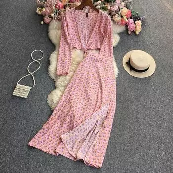 Женский отпуск, богемные костюмы из двух предметов, летние комплекты с длинной юбкой на шнуровке и топом OneSize