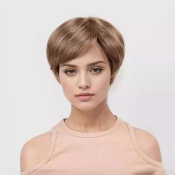 Женский парик блонд коричневый золотистый женский многослойный парик с челкой короткий прямой парик для повседневного использования вечеринка косплей термостойкое волокно золотисто-коричневый