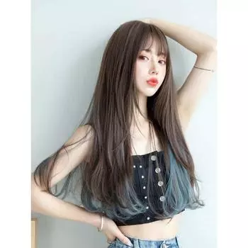 Женский парик, длинные вьющиеся волосы, длинные прямые волосы с мелированием, окрашенные волосы со висячими ушами, натуральная и реалистичная головка с цветком груши, комплект париков чёрный/красный