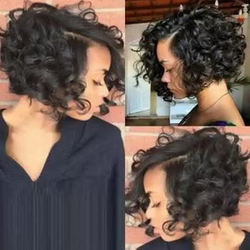 Женский парик длиной до плеч, европейский, американский, африканский, с небольшой кудрявостью, с короткой волной в форме ролевой игры и вечеринки чёрный