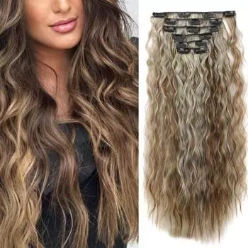 Женский парик Естественный вид Удобная одежда Пушистые бесследные густые волосы Реалистичное наращивание волос Женский длинный вьющийся парик Аксессуары для волос G