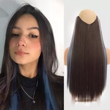 Женский парик из синтетического волокна, длинные прямые волосы, модный V-образный цельный парик с четырьмя картами