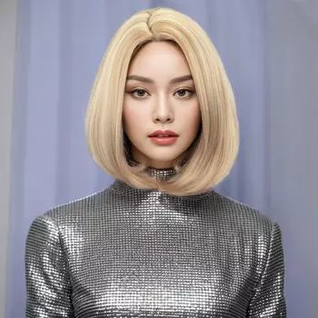 Женский парик Miss Gold, окрашенный в золотистый цвет, короткий боб, внутренний парик из синтетического термостойкого материала, подходит для повседневного ношения 35cm