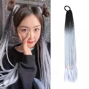 Женский парик с искусственным хвостом, синтетический цветной плетеный хвост, наращивание волос с эластичной резинкой, противоскользящее классное украшение для волос E