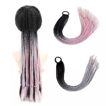 Женский парик с искусственным хвостом, синтетический цветной плетеный хвост, наращивание волос с эластичной резинкой, противоскользящее классное украшение для волос E