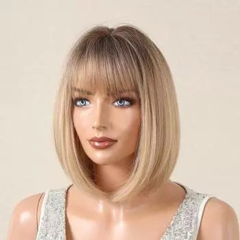 Женский парик со средним разрезом, гладкий глянцевый градиент цвета волос, увеличивающий объем наращивания волос, натуральный парик, женский длинный прямой парик из волос