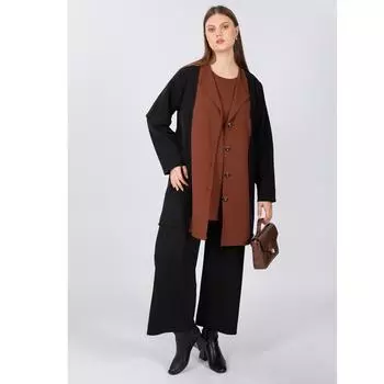 Женский пиджак большого размера на пуговицах Костюм из 3 предметов Коричневый