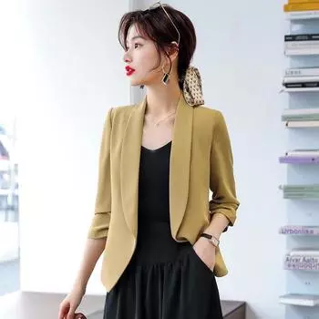 Женский пиджак цвета хаки, новый вестернизированный повседневный темпераментный внешний комплект, уменьшающий возраст XXXXL