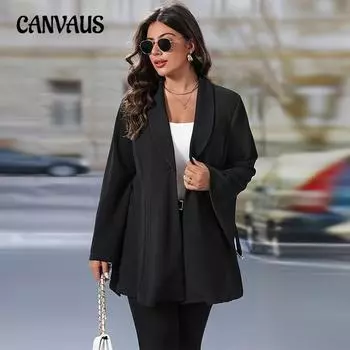 Женский пиджак-карго с длинным рукавом и разрезом, темпераментный, ветрозащитный, большого размера 1XL чёрный