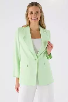 Женский пиджак на одной пуговице, водо-зеленый, LONG