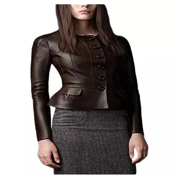 Женский пиджак NOORA из натуральной темно-коричневой кожи ягненка, стильный кожаный пиджак, приталенный пиджак ручной работы, кожаный пиджак, пиджак миди, стиль Falre, пиджак для деловых встреч XS темно-коричневого