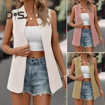 Женский пиджак, очень мягкий, универсальный, однотонный, моющийся, без рукавов, жилет, повседневный кардиган для леди M чёрный