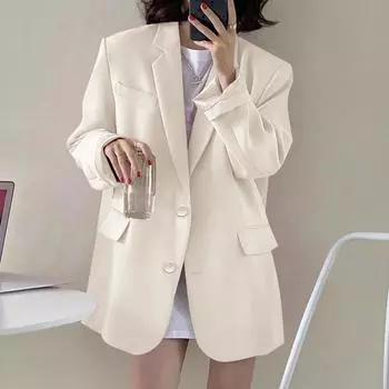 Женский пиджак, пальто, повседневный пиджак с длинными рукавами, элегантный офисный женский кардиган, пальто XXXL белый