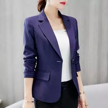 Женский пиджак, повседневный, осень-зима, элегантный, офисный пиджак, костюм, черный, белый, однотонный, с длинным рукавом, женские модные пиджаки, костюмы M чёрный