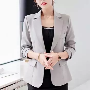 Женский пиджак, повседневный, осень-зима, элегантный, офисный пиджак, костюм, черный, белый, однотонный, с длинным рукавом, женские модные пиджаки, костюмы M чёрный