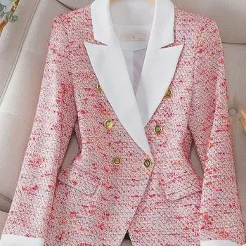 Женский пиджак с длинным рукавом в красную клетку M