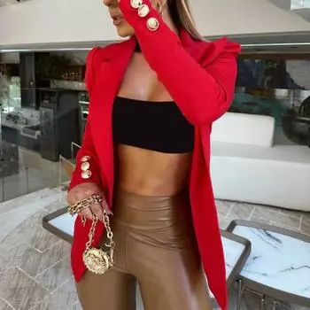 Женский пиджак с лацканами, длинный рукав, кардиган, однотонный, открытый спереди, приталенный пиджак, деловая верхняя одежда S белый