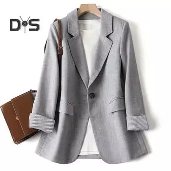 Женский пиджак с лацканами, длинный рукав, одна пуговица, карманы с клапанами, пиджак в деловом стиле с полосатыми манжетами XXL чёрный